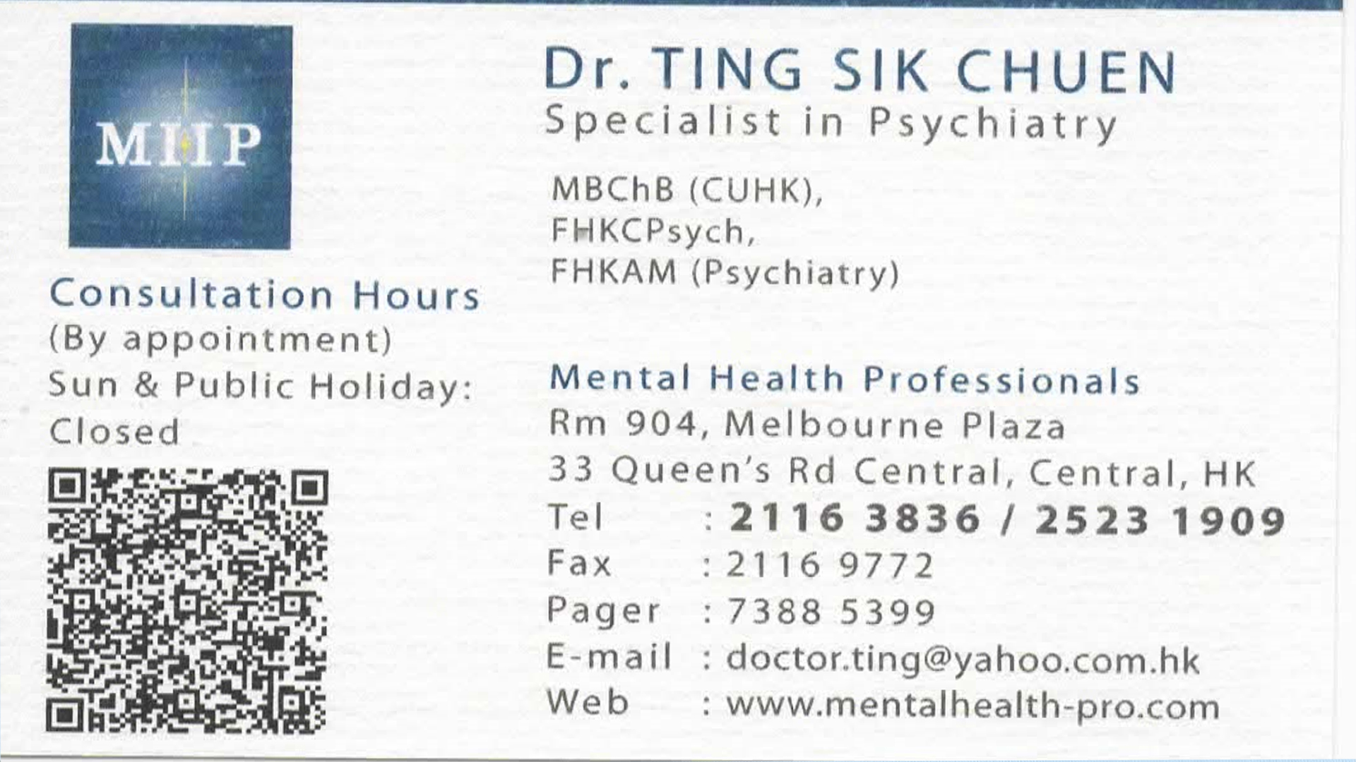Dr TING SIK CHUEN Name Card Dr TING SIK CHUEN Name Card