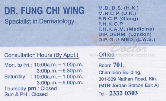 Dr FUNG CHI WING Name Card Dr FUNG CHI WING Name Card