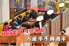 餐飲業28/3傍晚起入座率不得過半